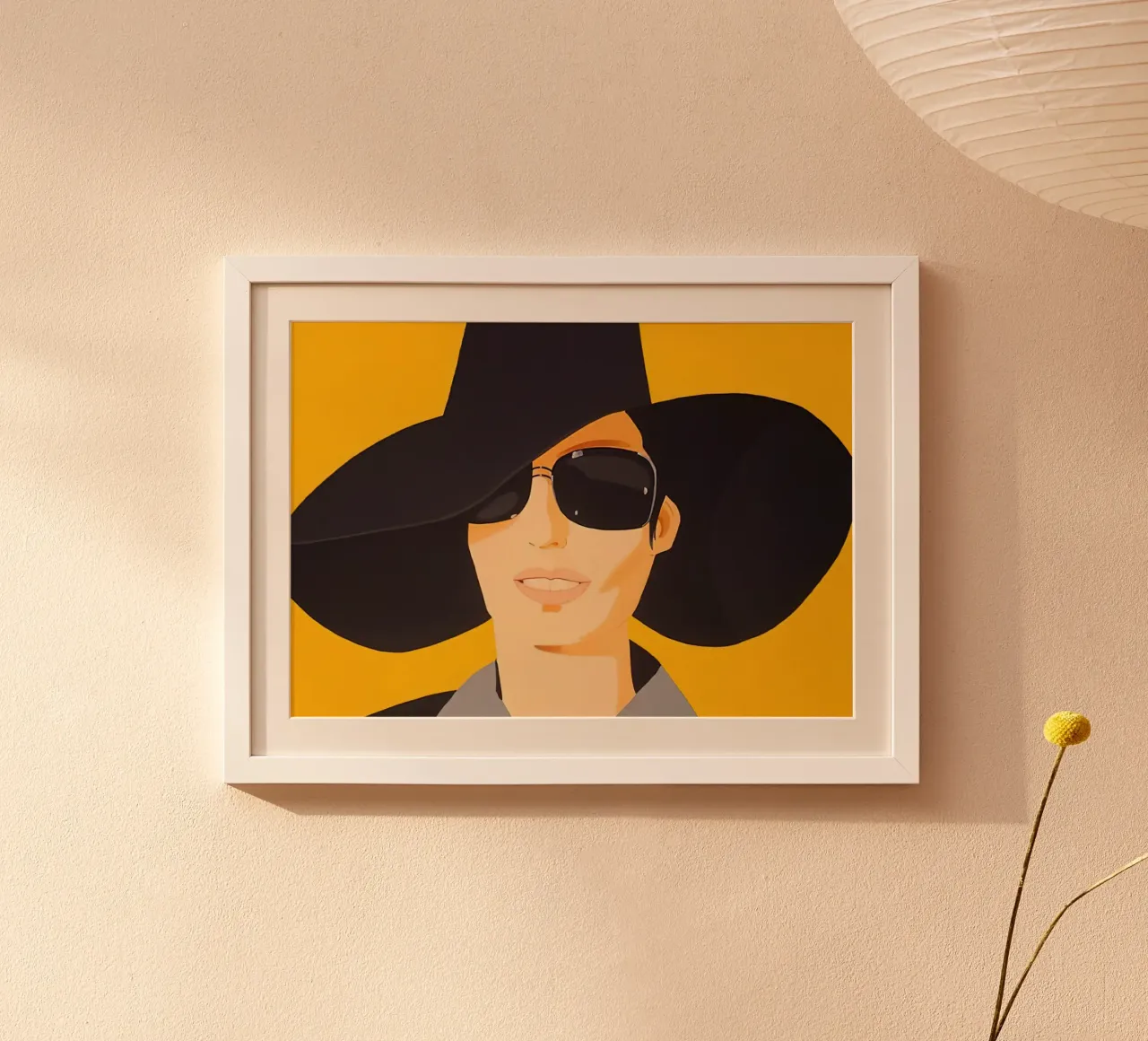 Alex Katz Vivien in cappello nero poster con telaio in legno da Marcobarshop
