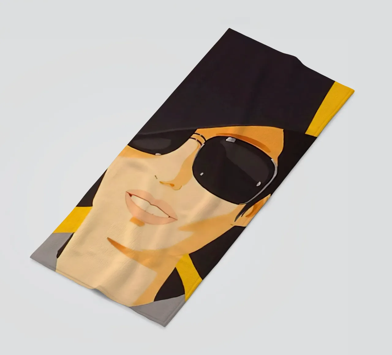 Alex Katz Vivien in cappello nero telo mare da Marcobarshop