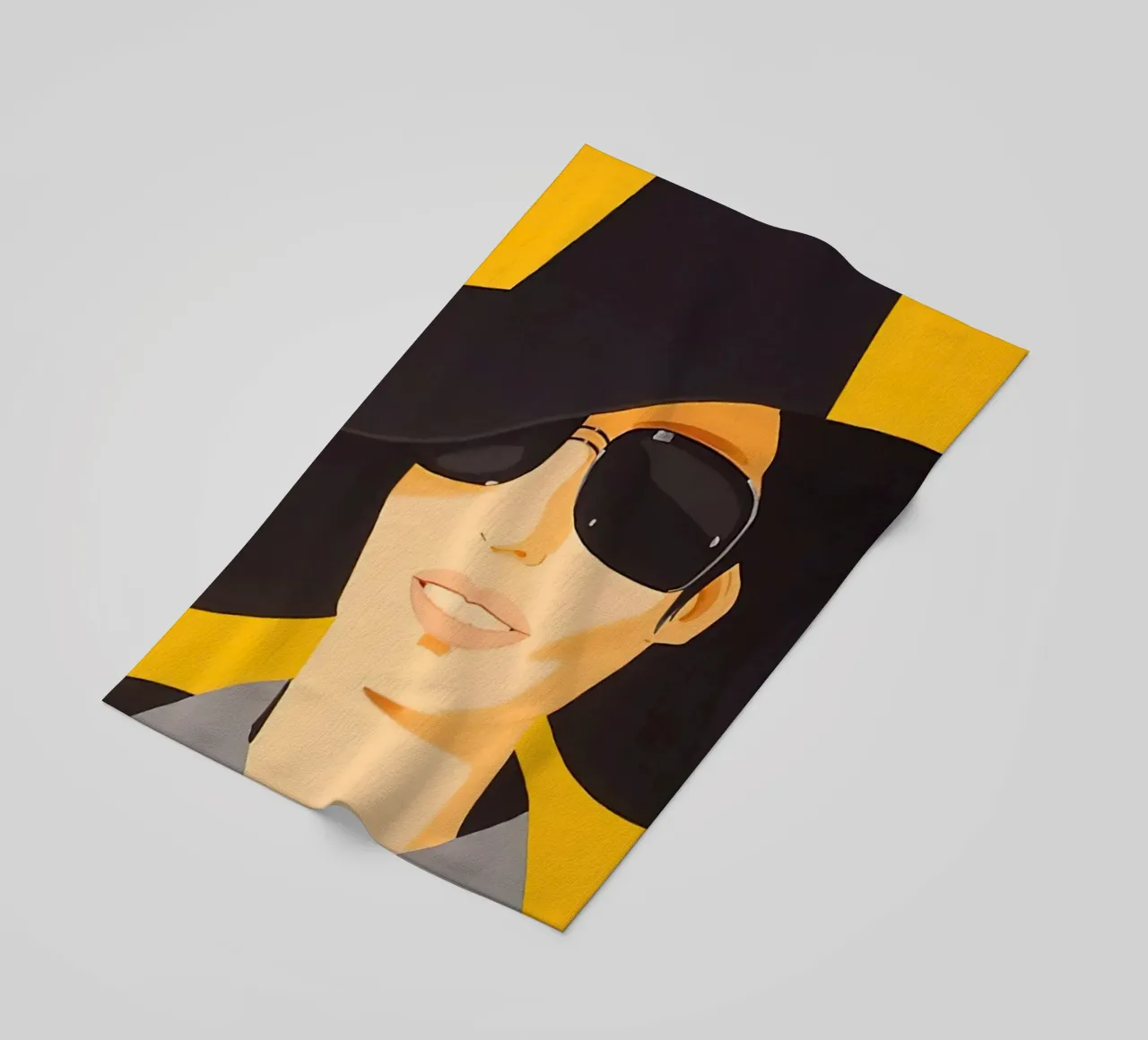 Alex Katz Vivien in cappello nero telo mare da Marcobarshop