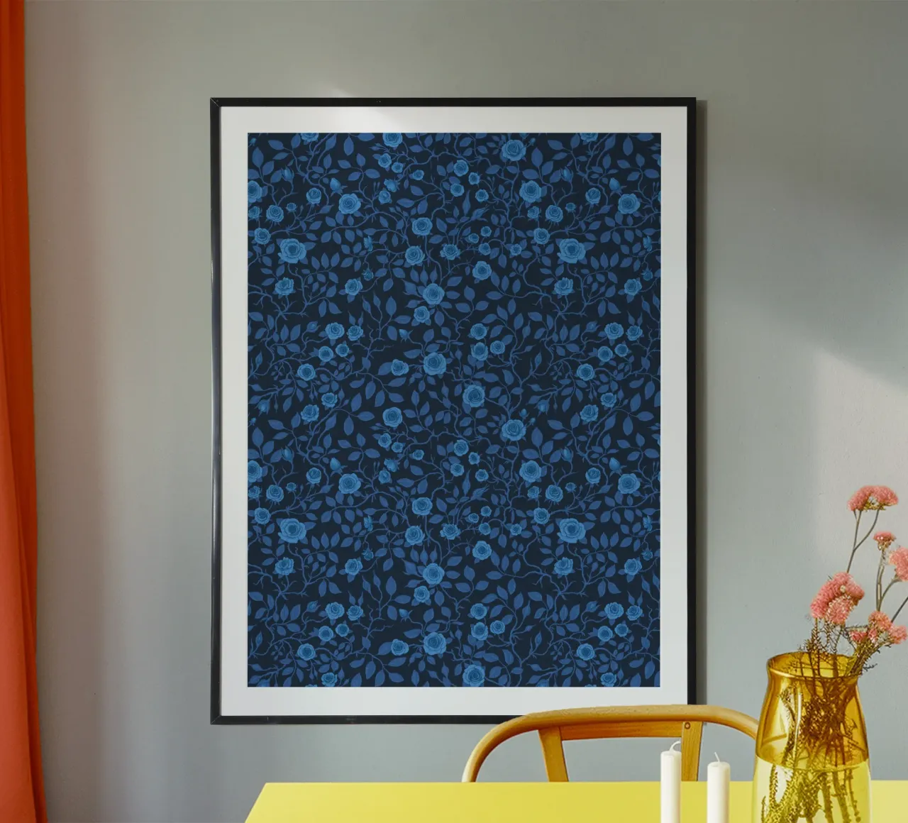 Rose selvatiche in blu poster da Painted Nature