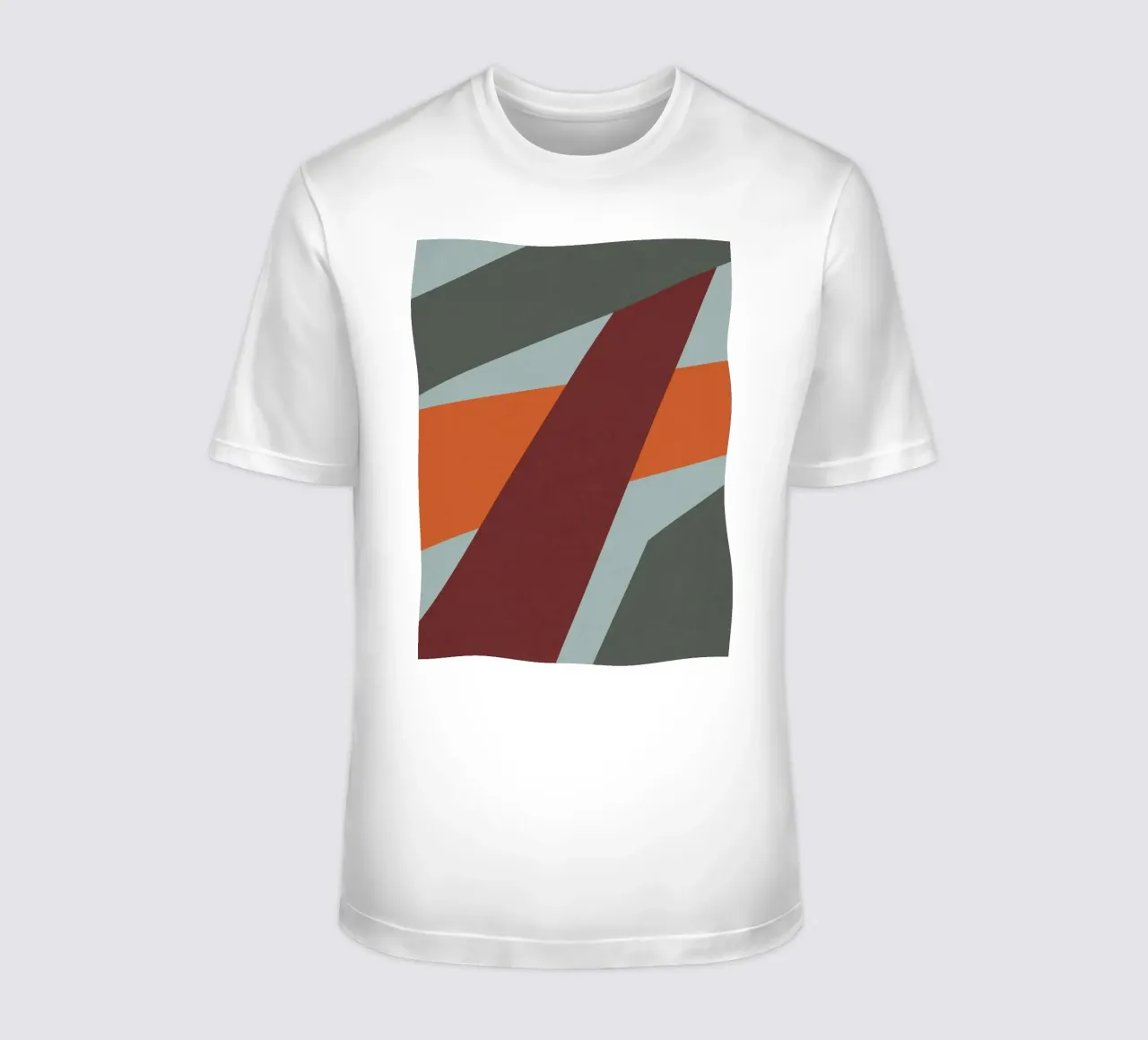 Design geometrico retrò in arancione e verde oliva t-shirt da Petra Lang