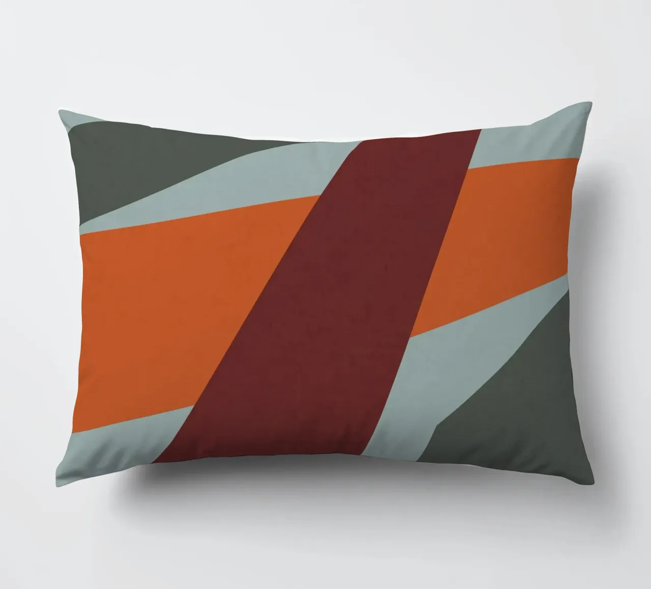 Design geometrico retrò in arancione e verde oliva cuscino da Petra Lang