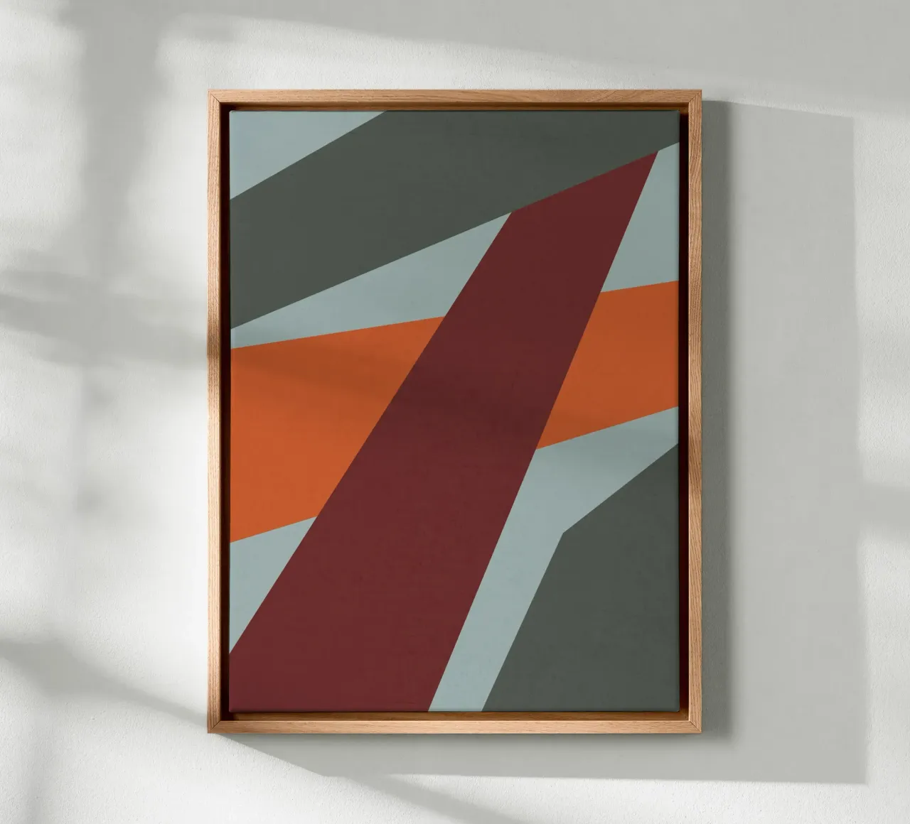 Design geometrico retrò in arancione e verde oliva tela con Cornice a cassetta da Petra Lang