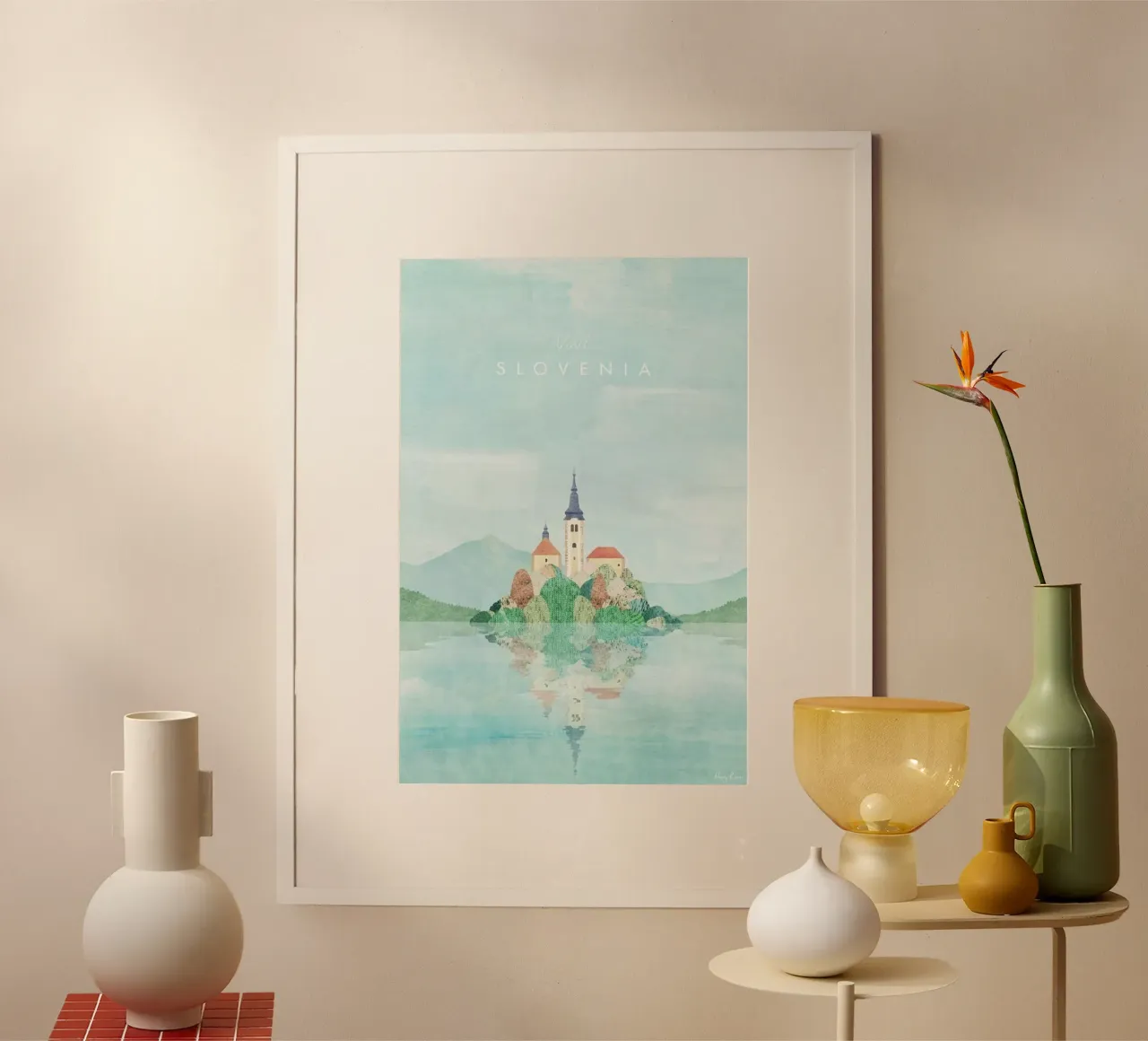 viaggio isola riflessione poster con telaio in alluminio da unyil shope