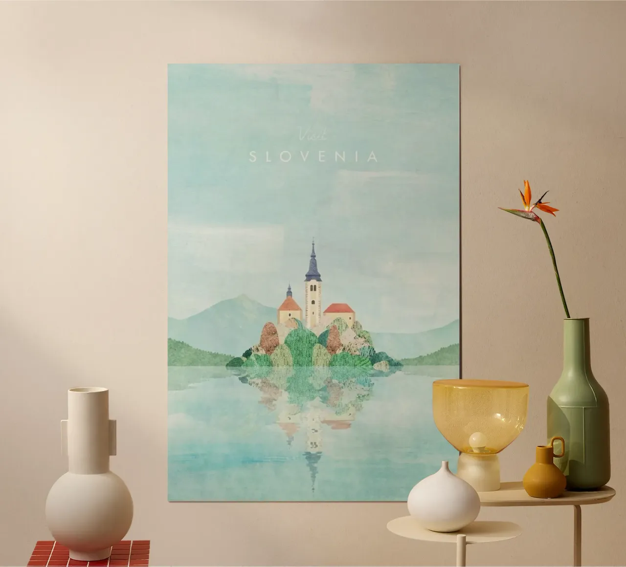 viaggio isola riflessione poster con telaio in alluminio da unyil shope