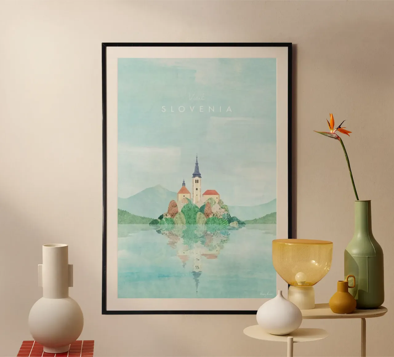 viaggio isola riflessione poster con telaio in alluminio da unyil shope
