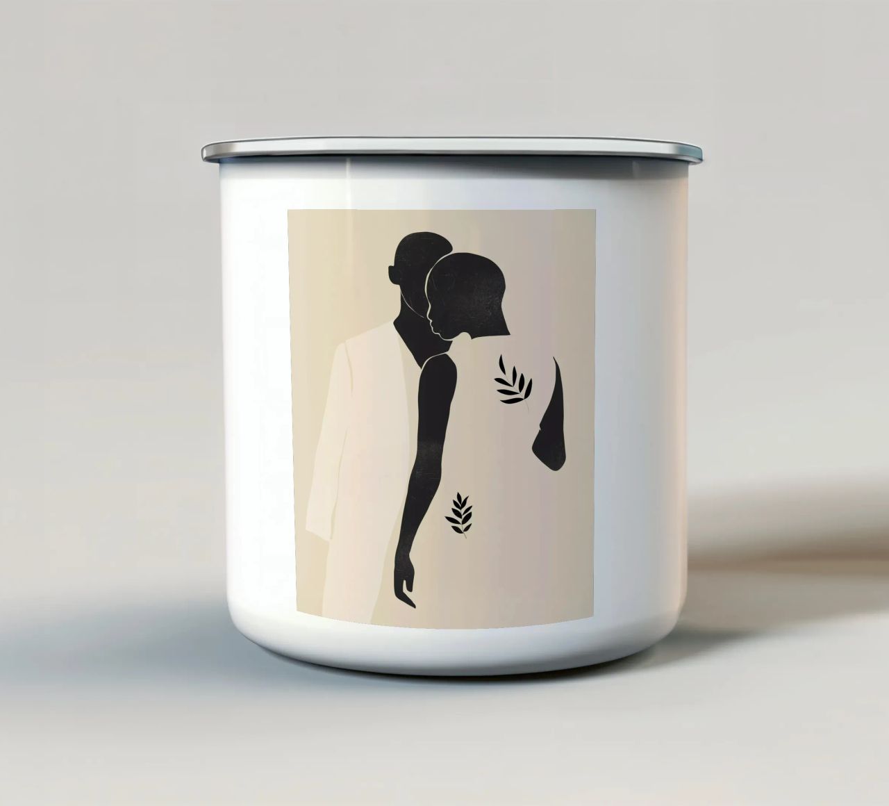 Minimal Abstract Art Couple enamel mug by ThingDesign
