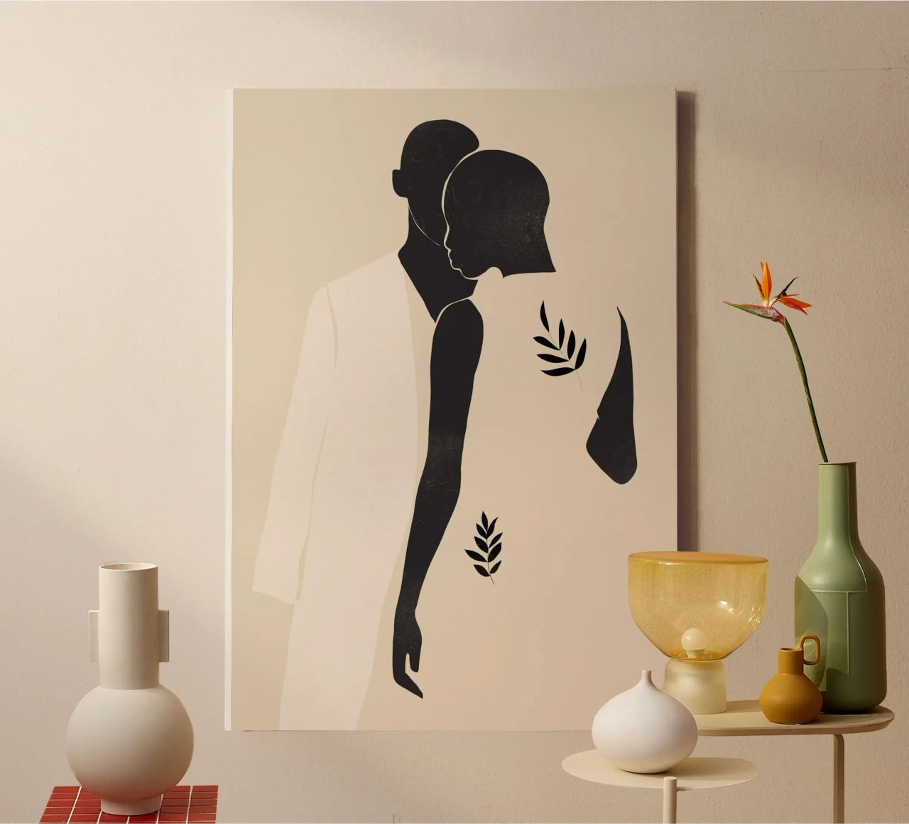 Minimal Abstract Art Couple canvas by ThingDesign