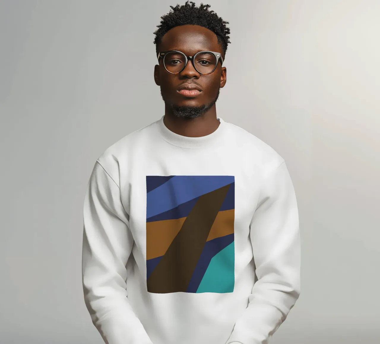 Design geometrico retrò in blu, marrone e verde mare felpa da Petra Lang