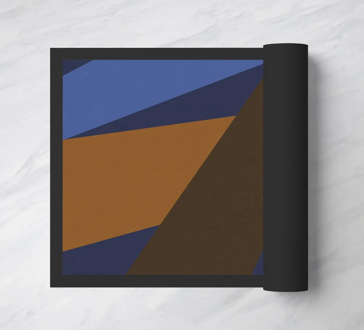 Design geometrico retrò in blu, marrone e verde mare zerbino da Petra Lang