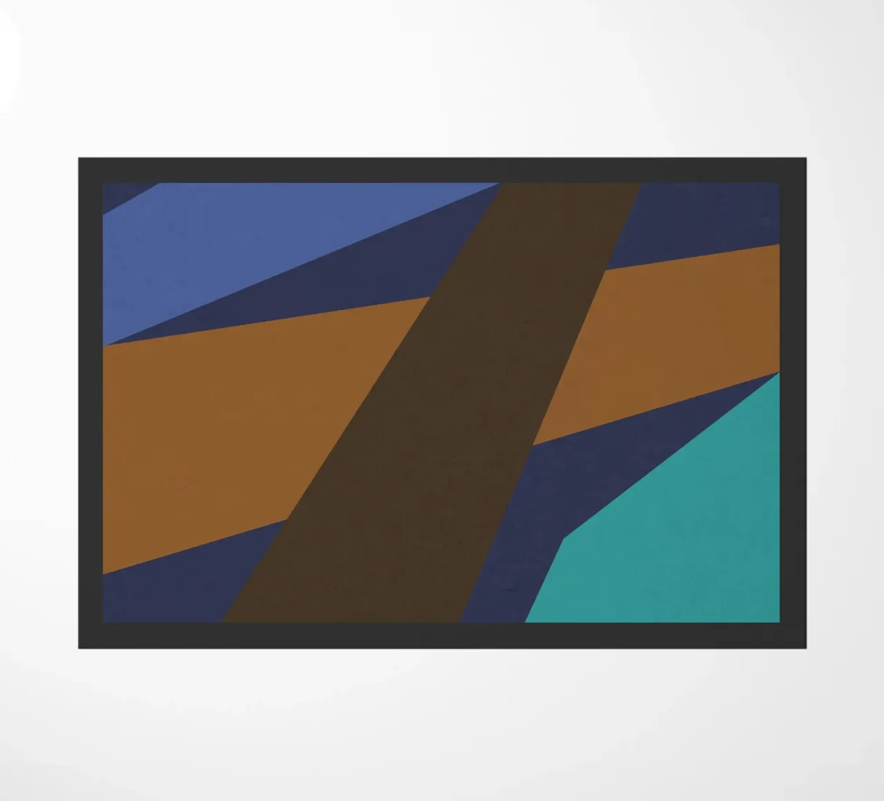 Design geometrico retrò in blu, marrone e verde mare zerbino da Petra Lang