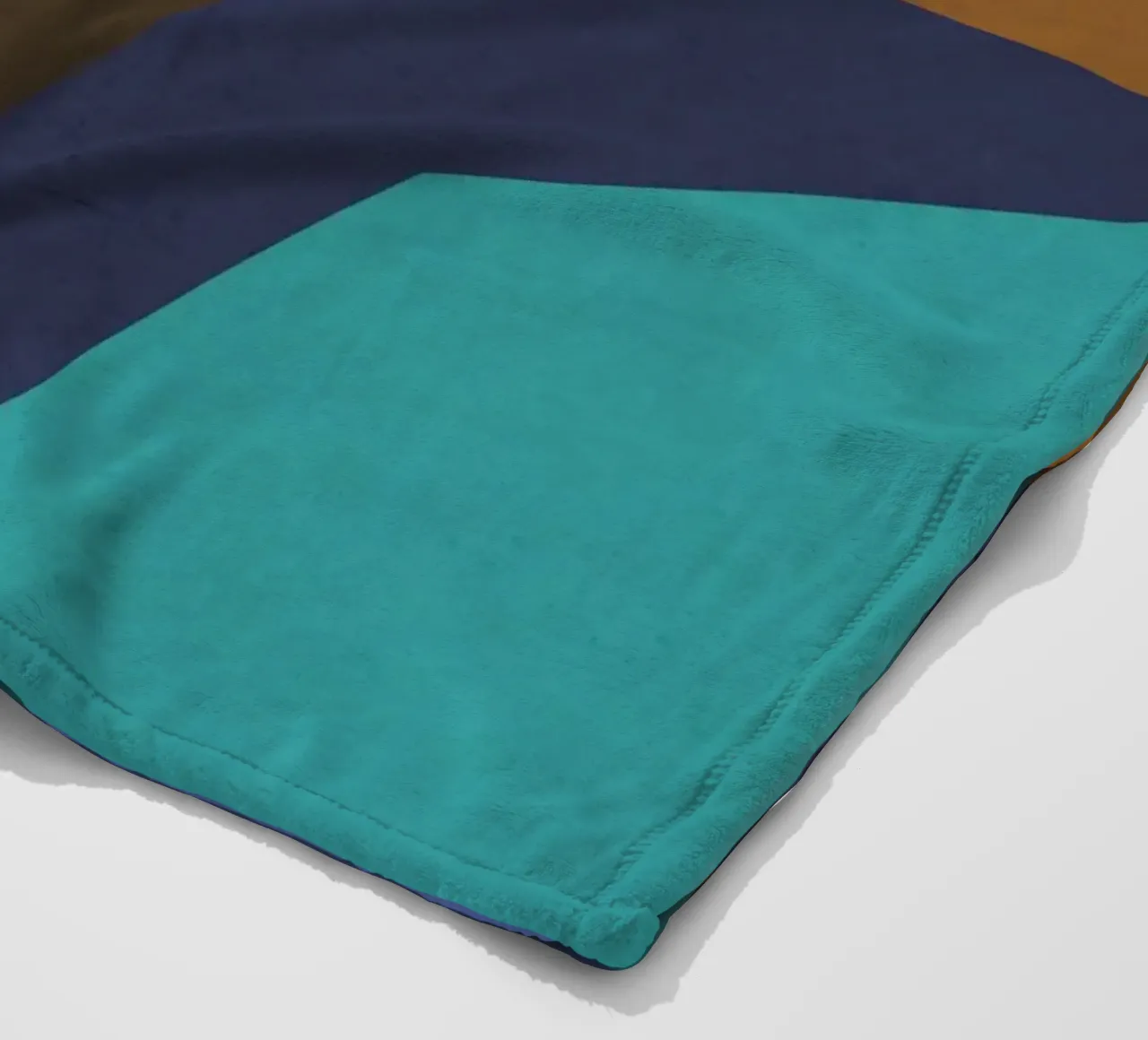 Design geometrico retrò in blu, marrone e verde mare coperta in pile da Petra Lang