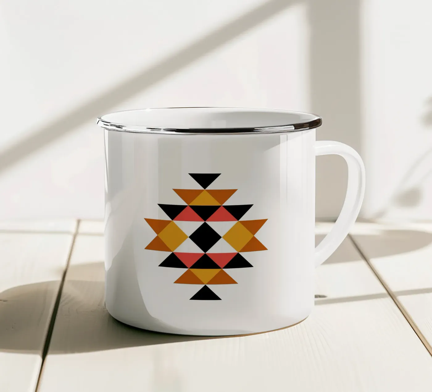 Aztec Pattern enamel mug by Mariel Toigo