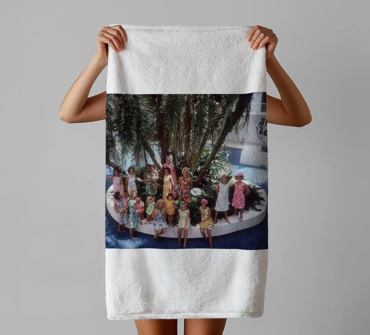 Gathering at the Pool - Slim Aarons towel by The Poster UK