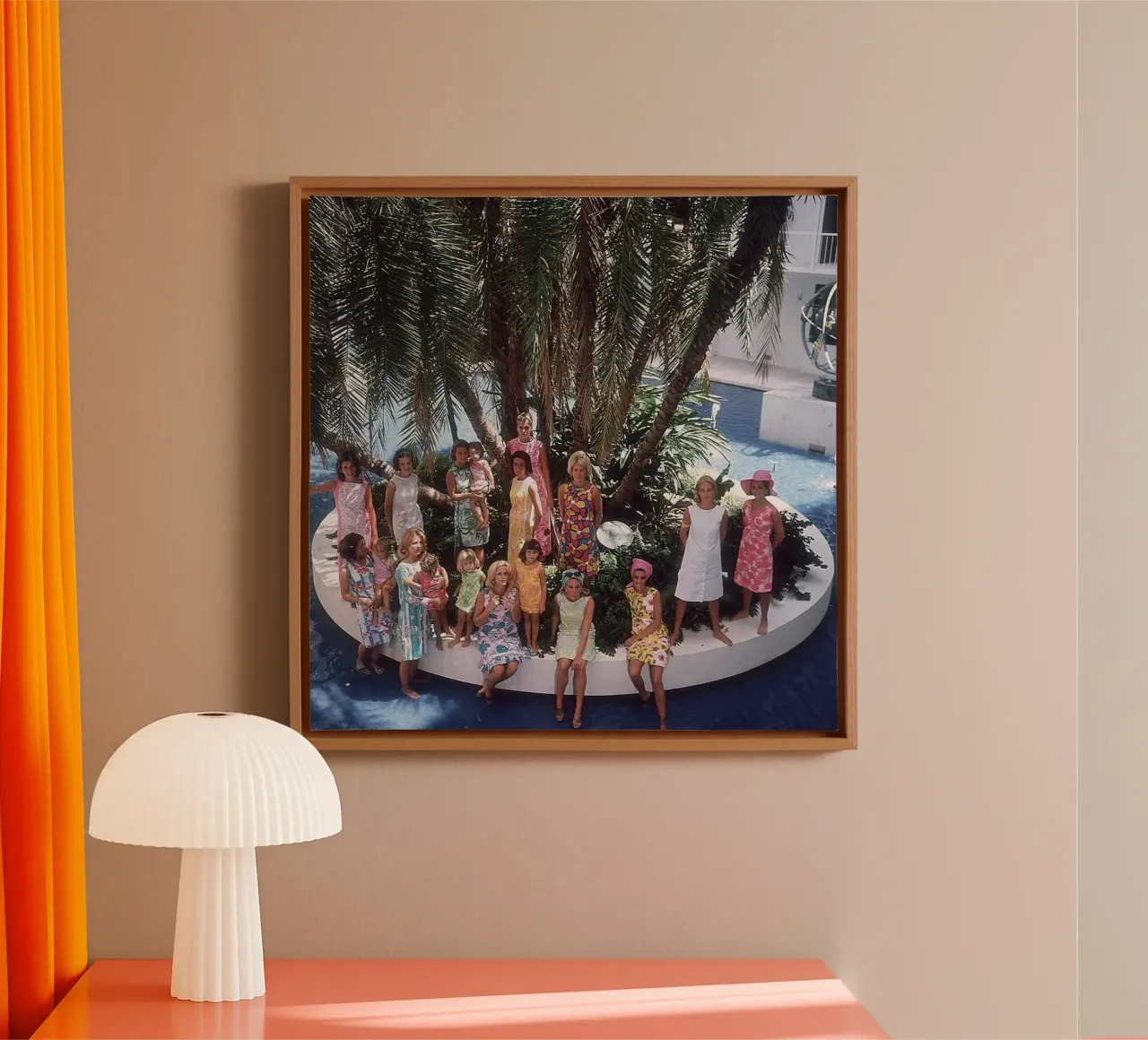Gathering at the Pool - Slim Aarons canvas with Floater frame by The Poster UK