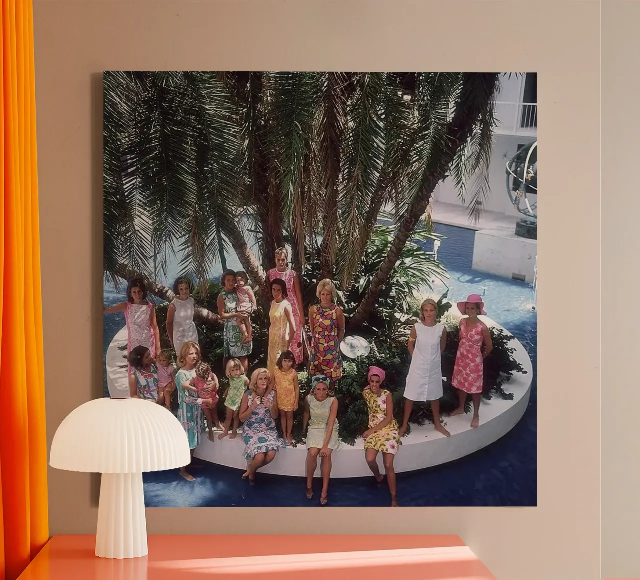 Gathering at the Pool - Slim Aarons canvas with Floater frame by The Poster UK