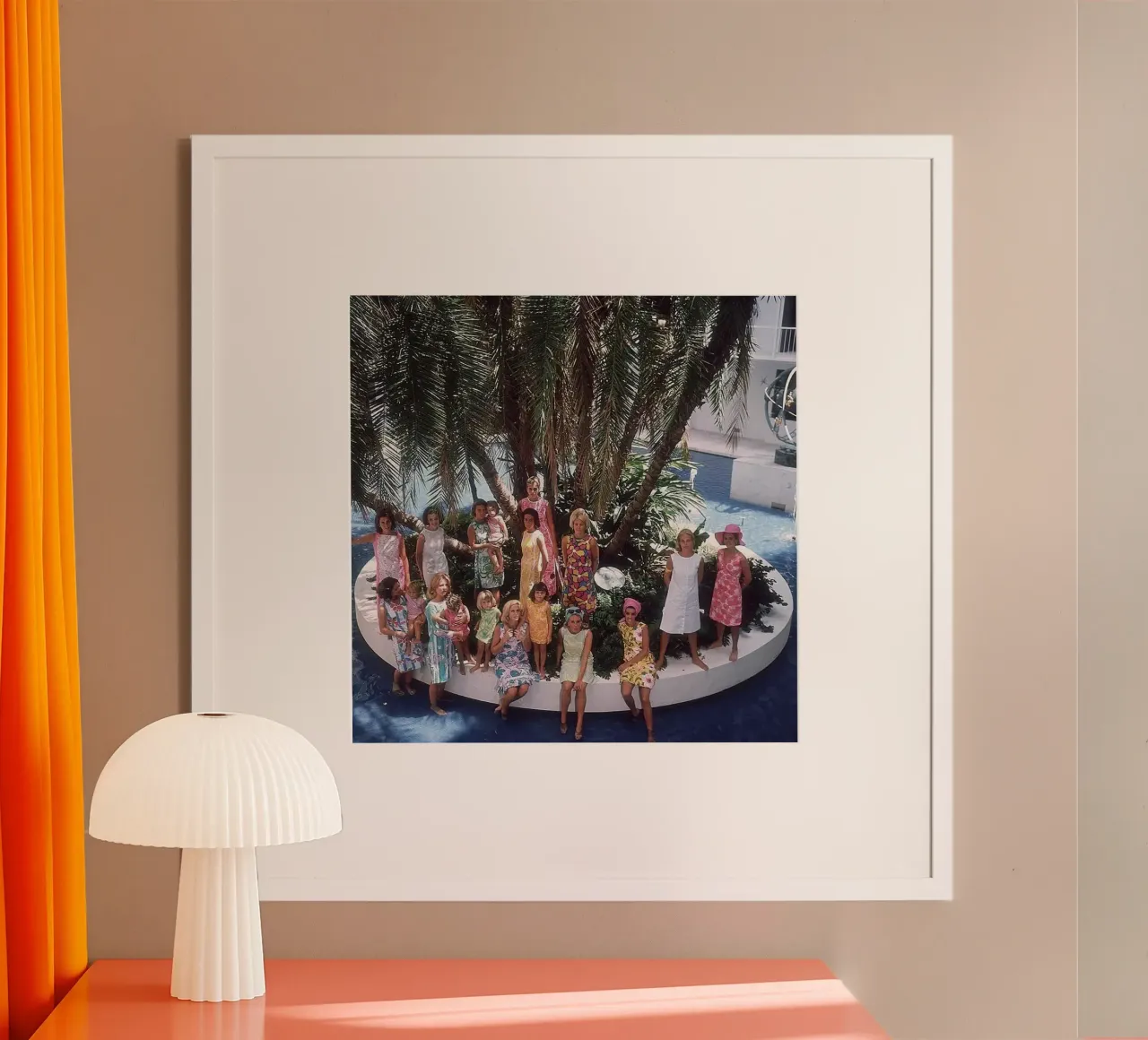 Gathering at the Pool - Slim Aarons poster with plastic frame by The Poster UK