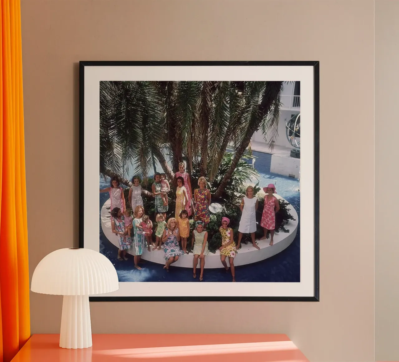 Gathering at the Pool - Slim Aarons poster with plastic frame by The Poster UK