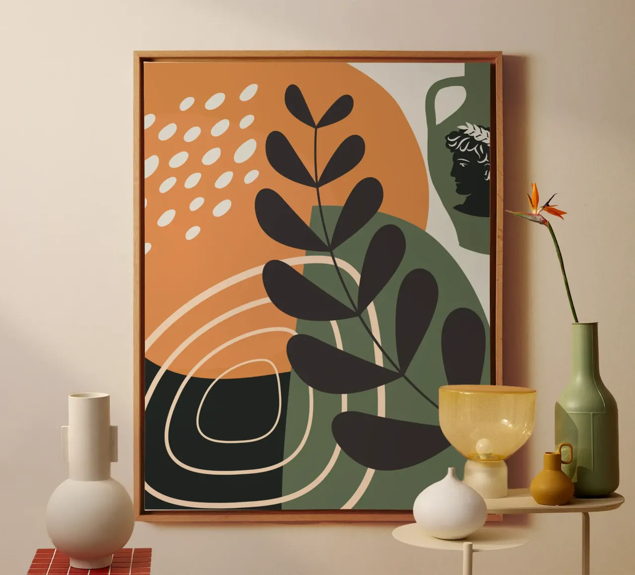 Foglia tropicale boho tela con Cornice a cassetta da Little Dean