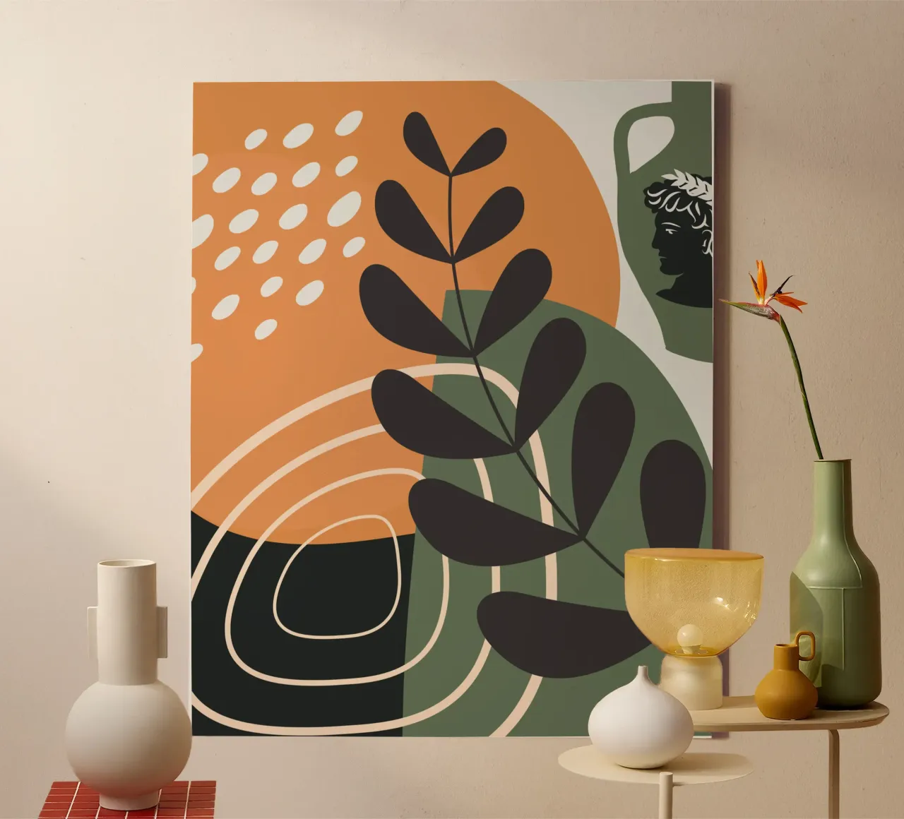 Foglia tropicale boho tela con Cornice a cassetta da Little Dean