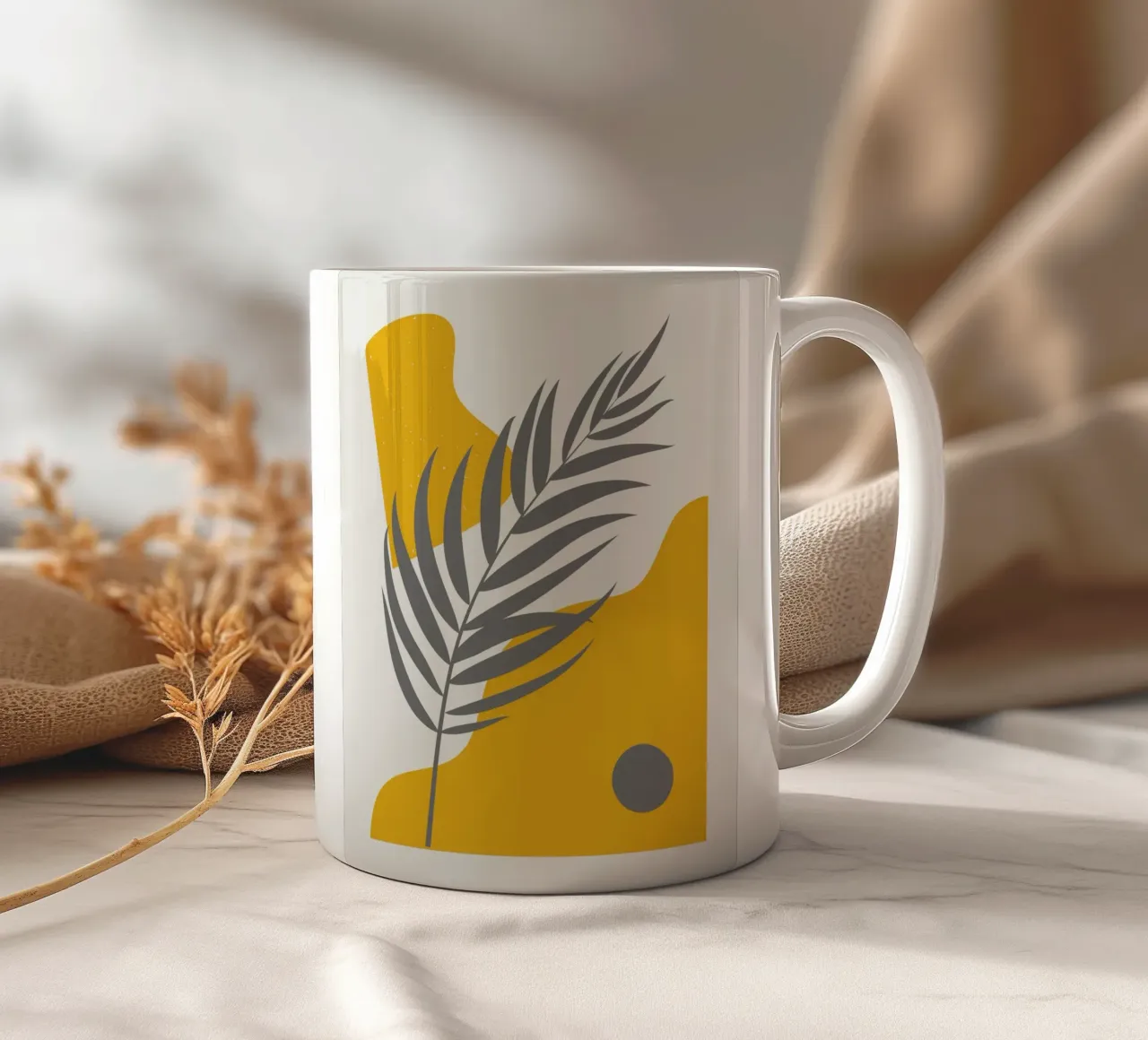 Boho Palm abstract keramische mok van Little Dean