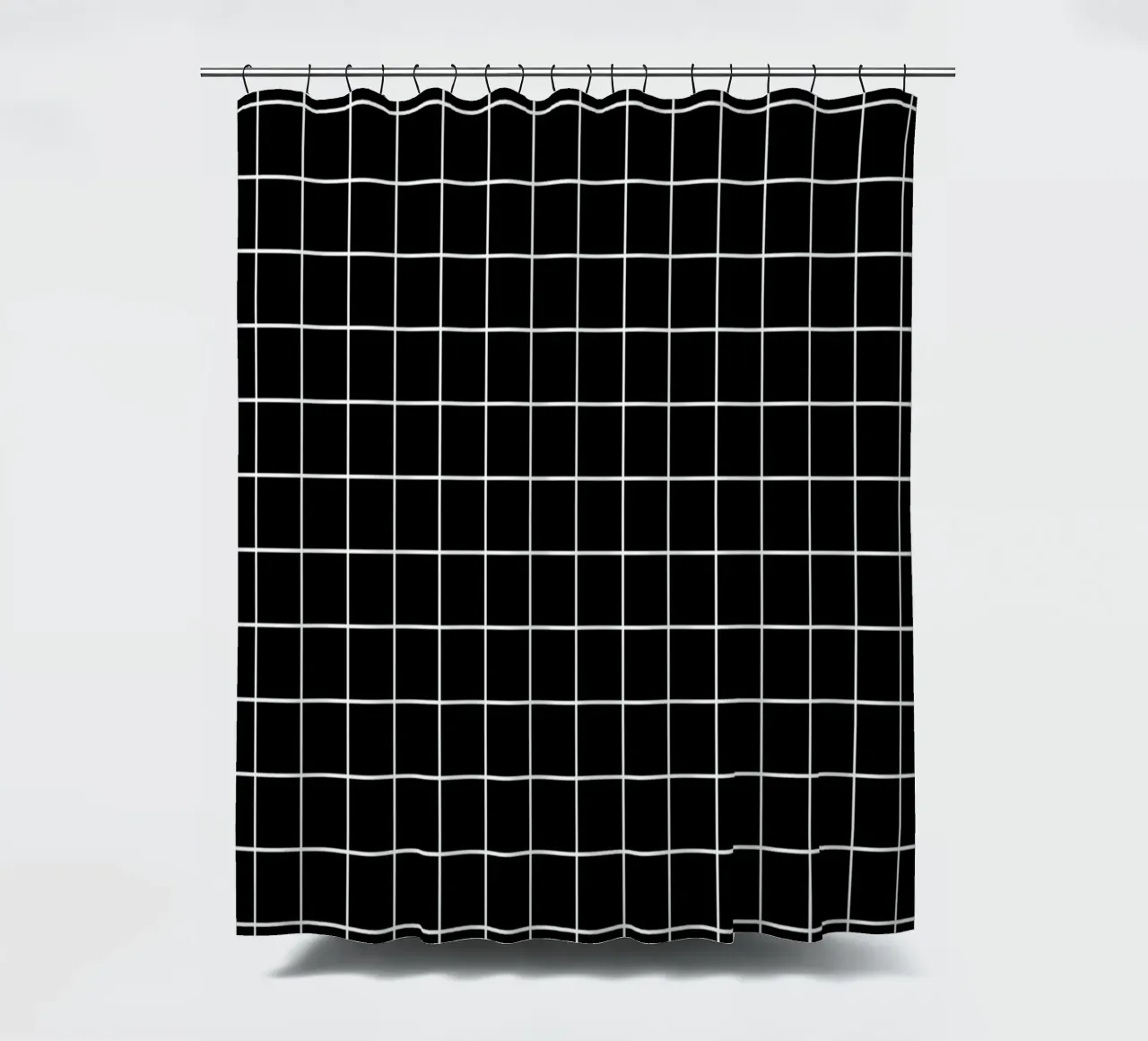 Minimal Basic Classic Grid | Weiß auf Schwarz Duschvorhang von Beauty in Simplicity