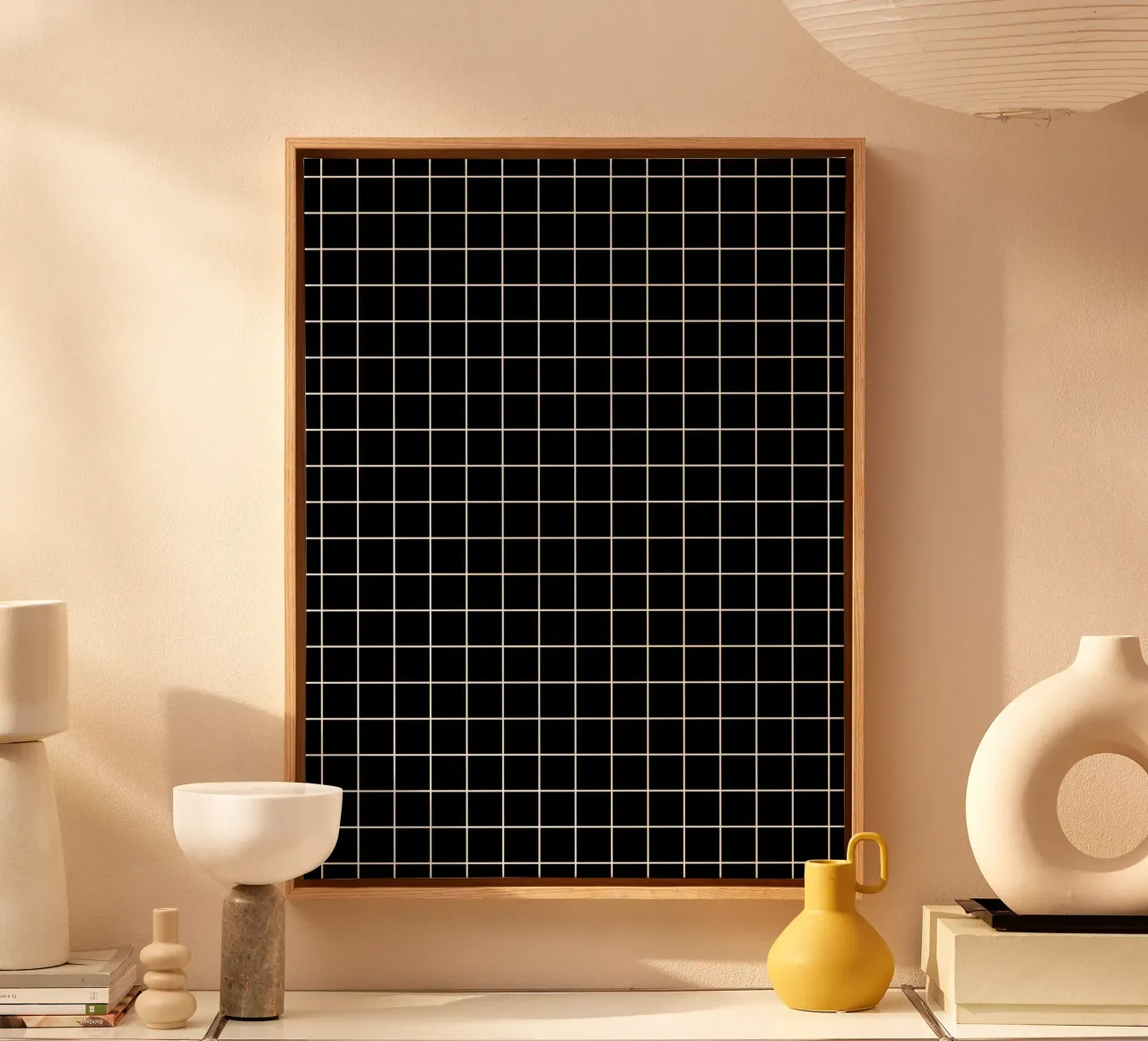 Minimal Basic Klassiek Raster | Wit op Zwart canvas van Beauty in Simplicity