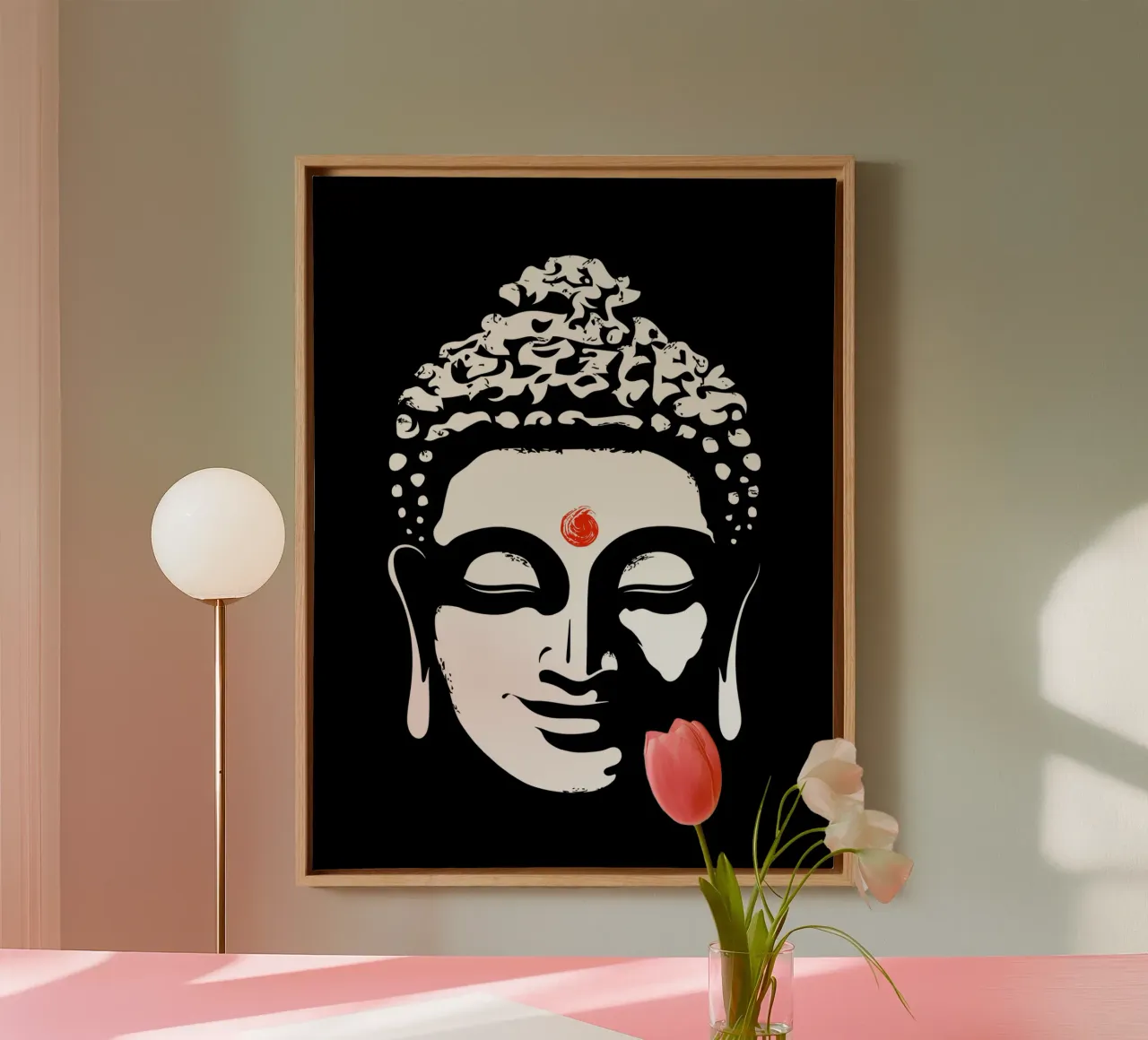 Boeddhagezicht canvas met Baklijst van Mariel Toigo