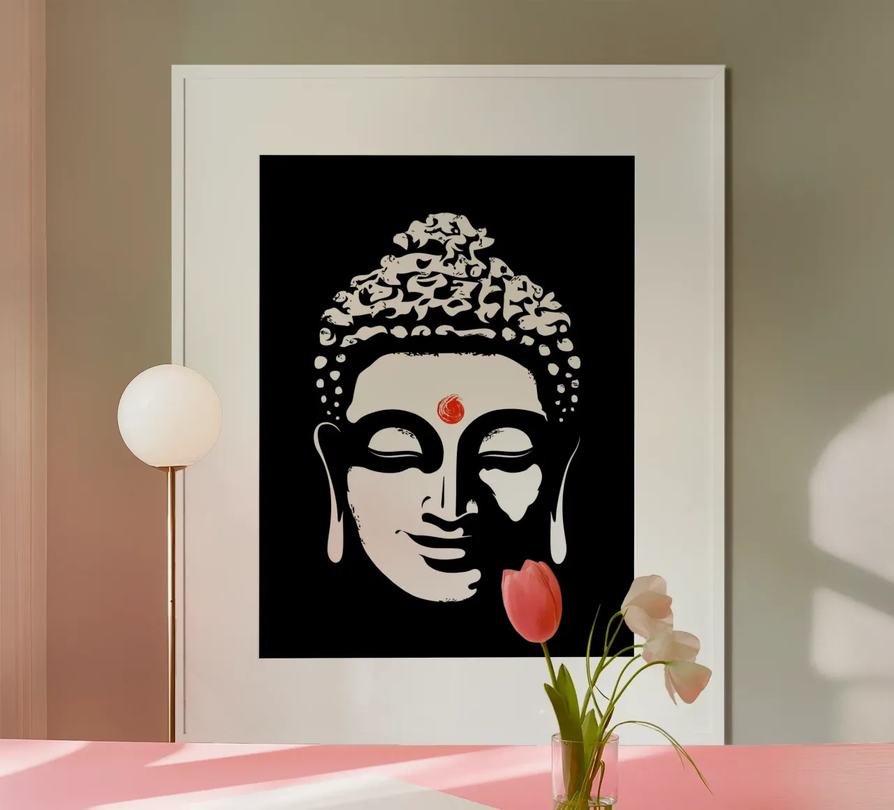 Faccia di Buddha poster con telaio in alluminio da Mariel Toigo