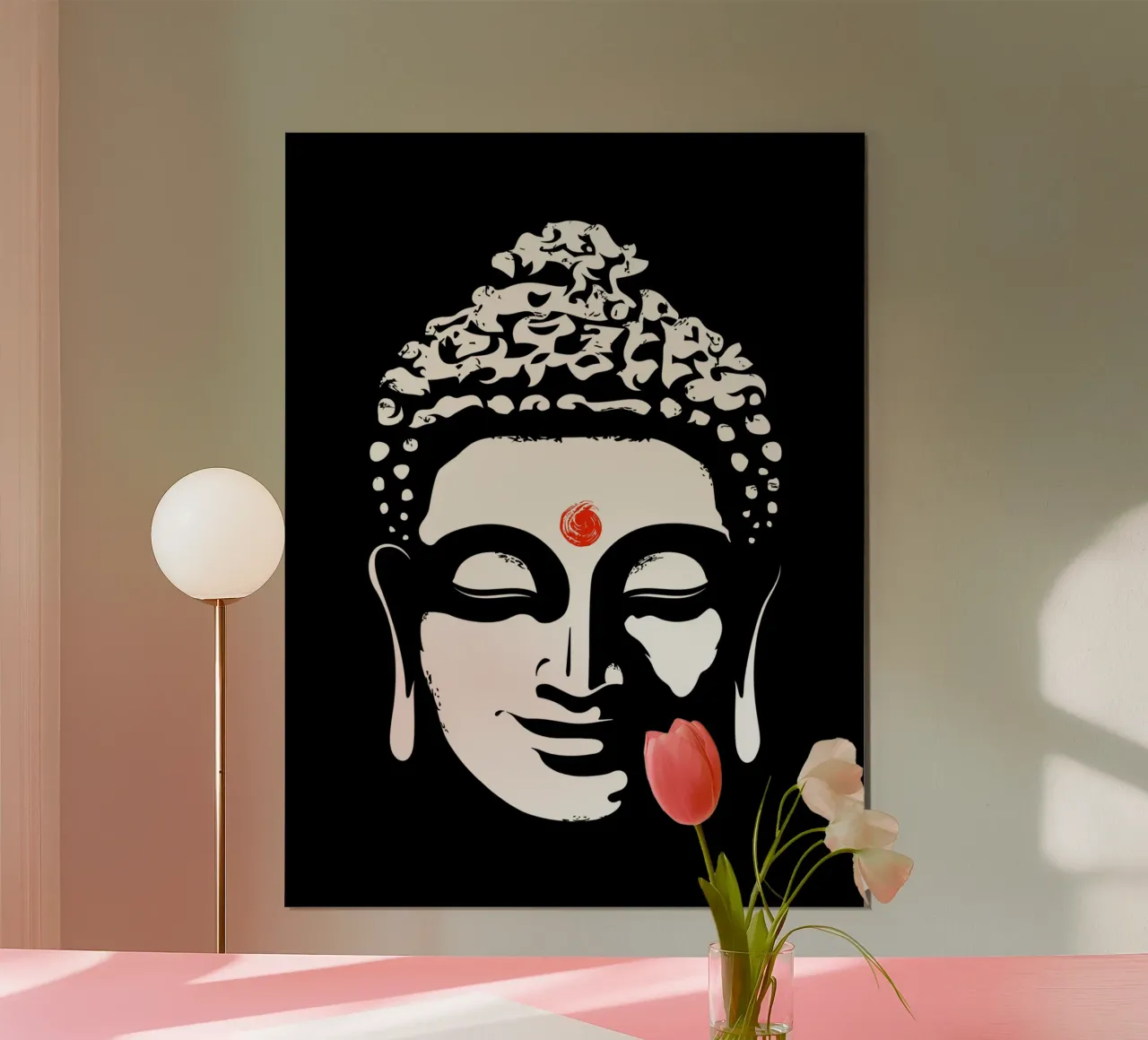 Faccia di Buddha poster con telaio in alluminio da Mariel Toigo