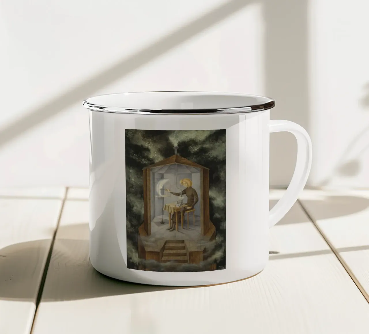 Remedios Varo Papilla stellare tazza in smalto da Kunze Gallery
