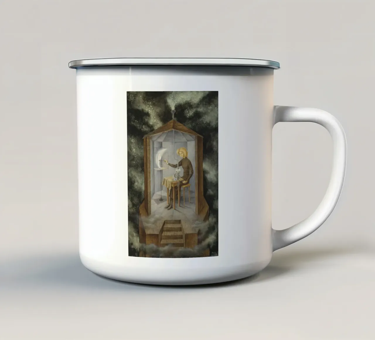 Remedios Varo Papilla stellare tazza in smalto da Kunze Gallery