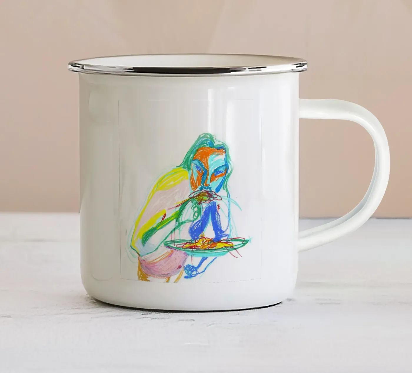 Spaghetti enamel mug by Silvaya