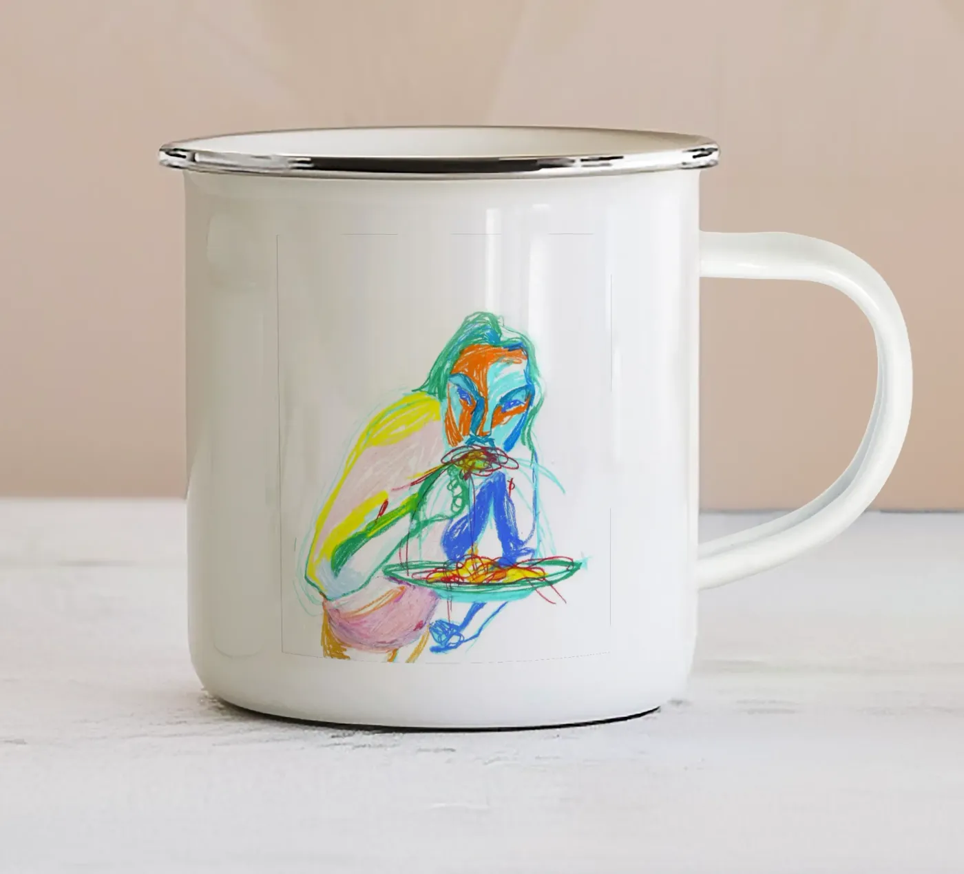 Spaghetti enamel mug by Silvaya