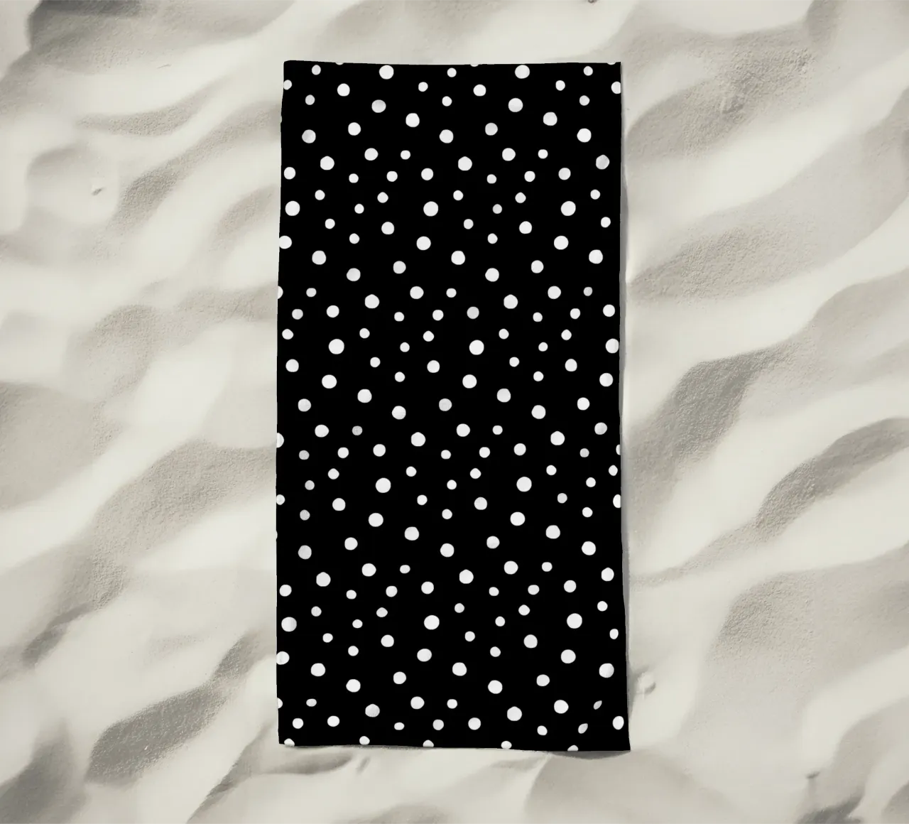 Minimal Chic Hand Drawn Polka Dots | White on Black beach towel by Beauty in Simplicity