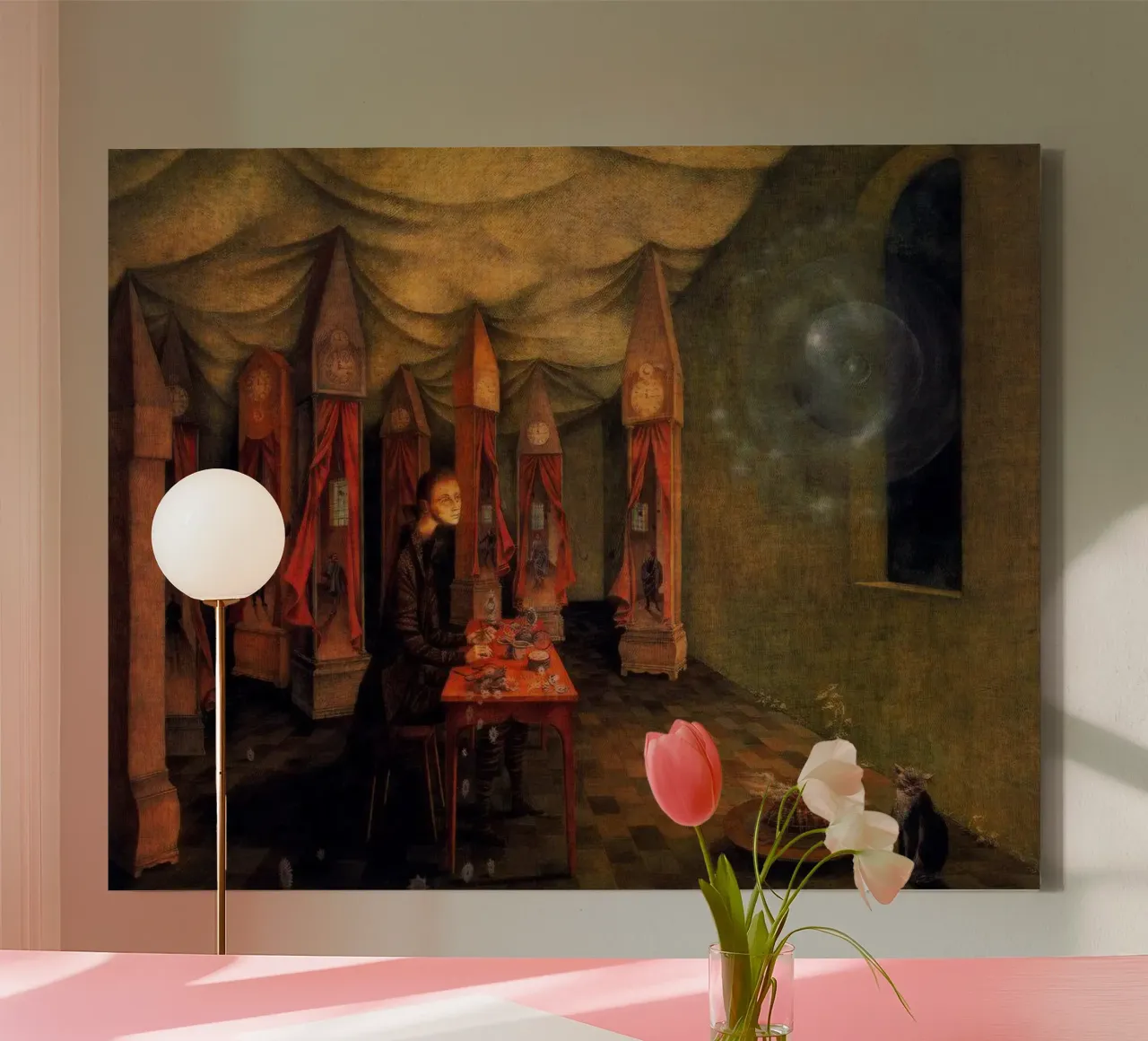 Remedios Varo Openbaring (De Wacht) canvas met Baklijst van Kunze Gallery