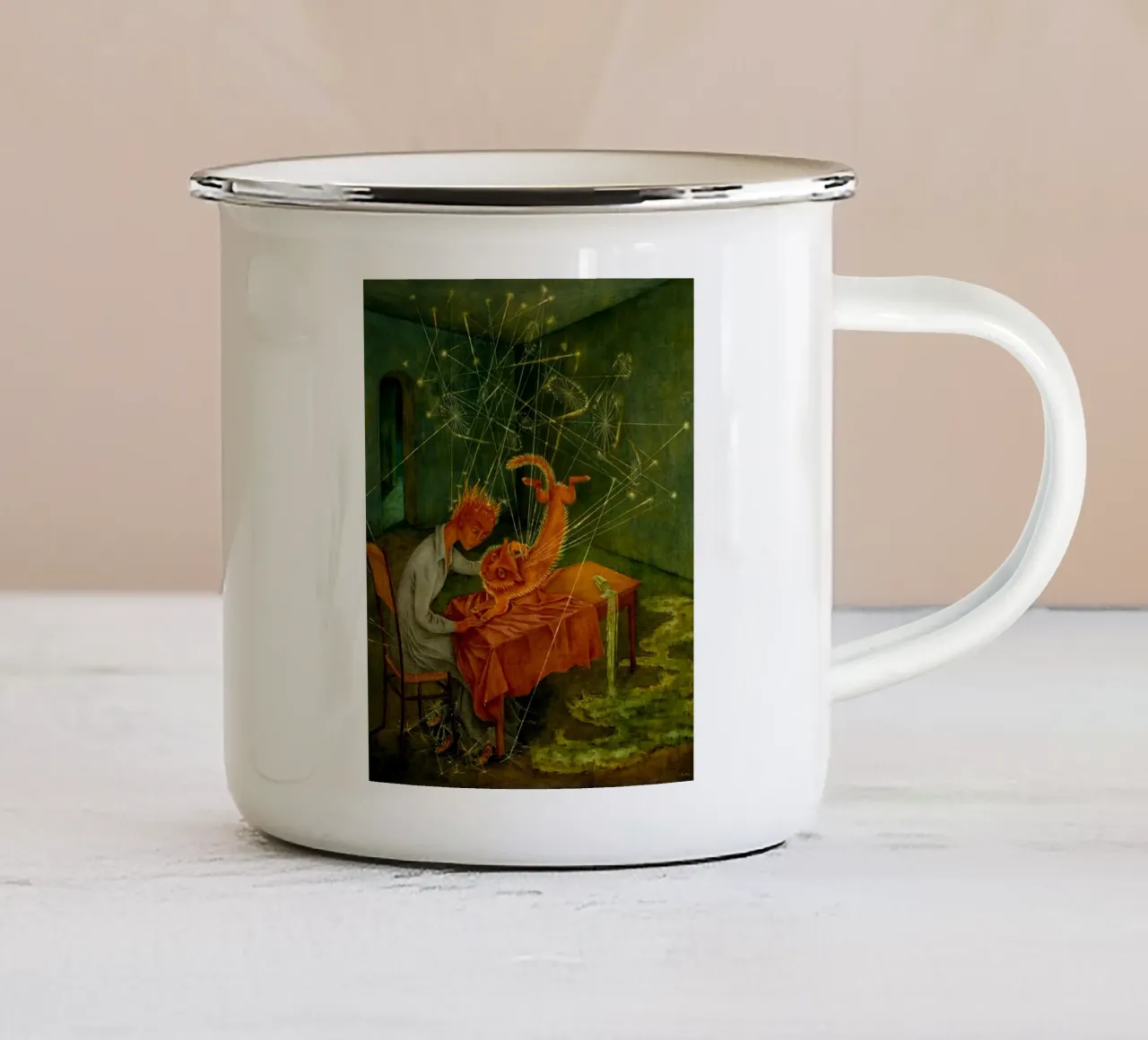 Remedios Varo Simpatía (La rabbia del gatto) tazza in smalto da Kunze Gallery