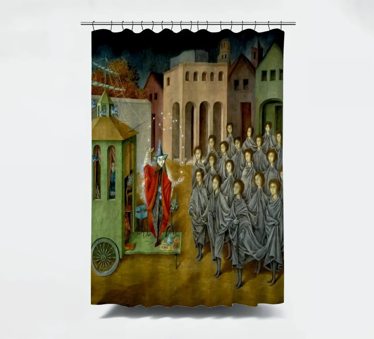 Remedios Varo Der Gaukler (Der Magier) Duschvorhang von Kunze Gallery