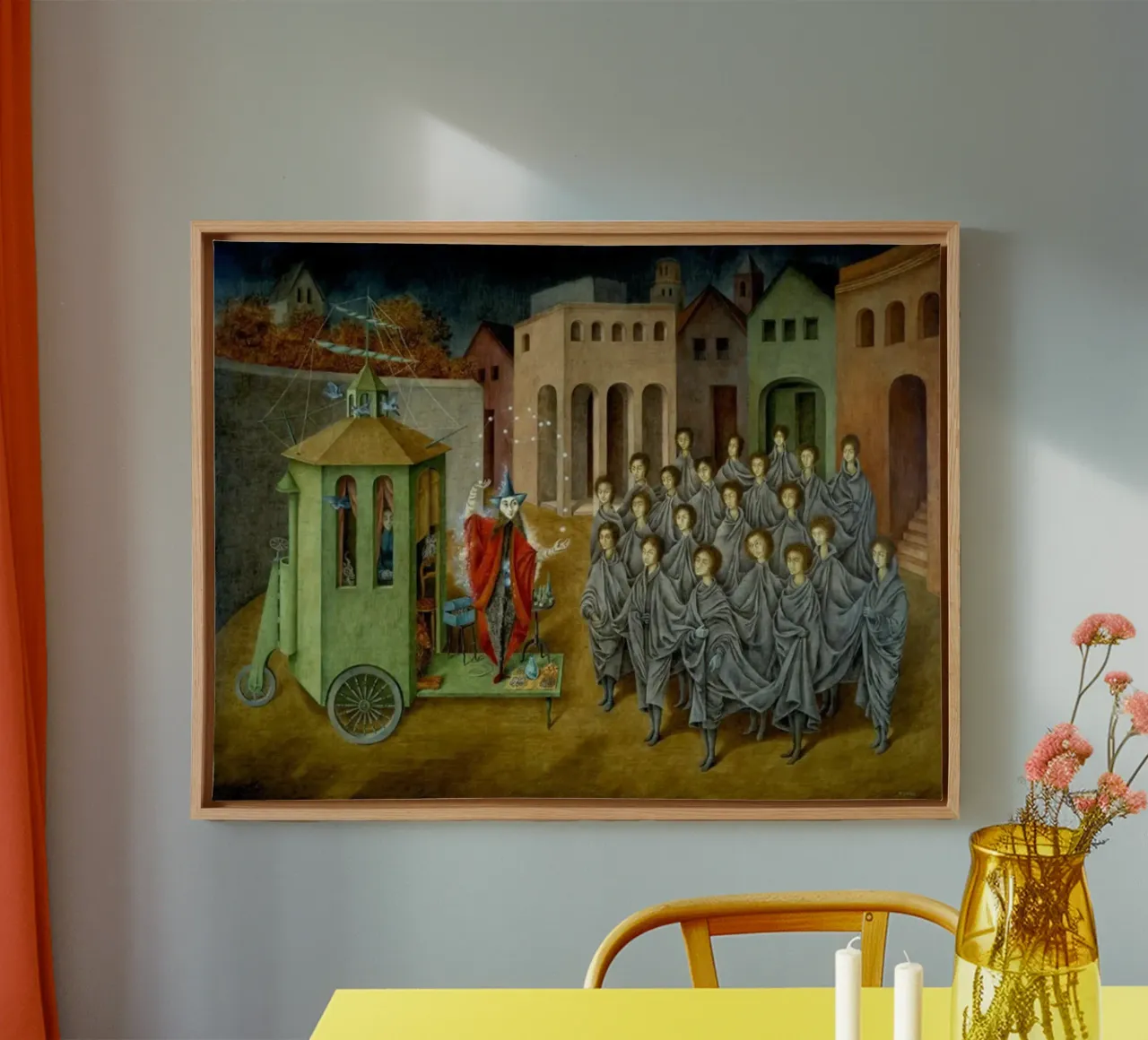Remedios Varo Der Gaukler (Der Magier) Leinwand mit Schattenfugenrahmen von Kunze Gallery