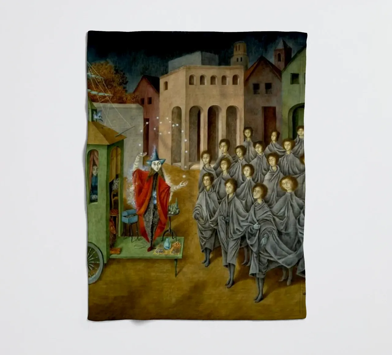 Remedios Varo Der Gaukler (Der Magier) Fleecedecke von Kunze Gallery