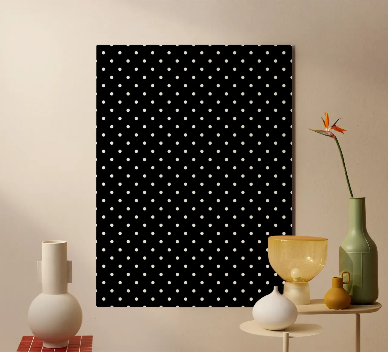 Minimal Basic Classic Polka Dots | Bianco su nero alluminio dibond da Beauty in Simplicity