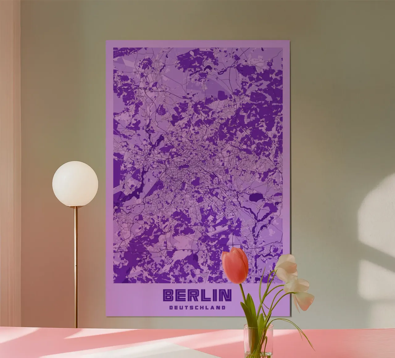 Poster di Berlino - Mappa moderna della città poster con telaio in legno da CityMapPoster