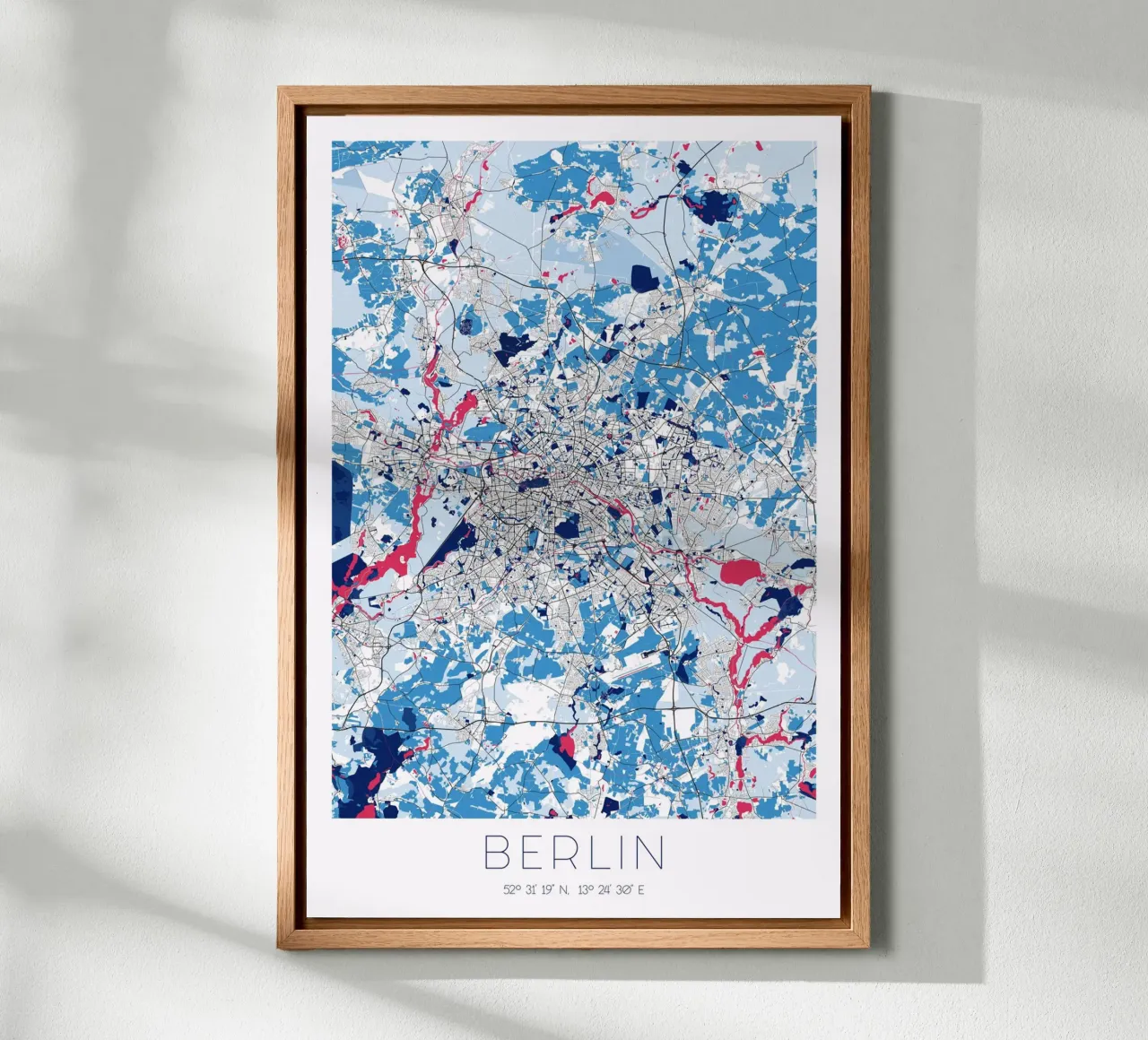 Design Poster Berlijn - Abstracte Stadsplattegrond canvas met Baklijst van CityMapPoster