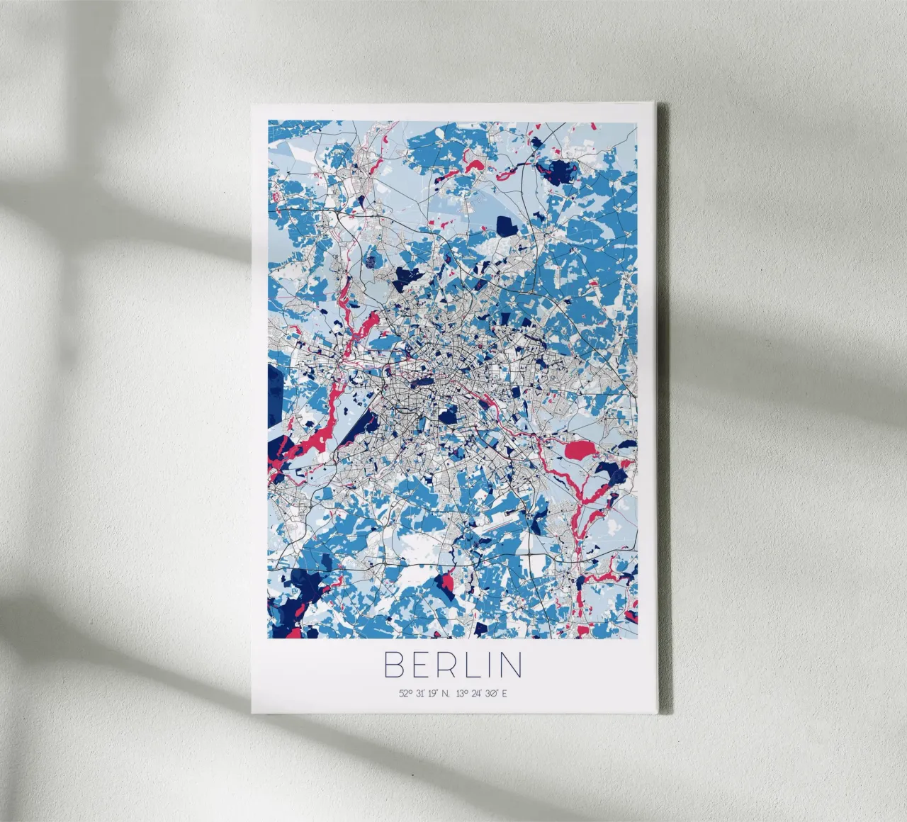 Design Poster Berlijn - Abstracte Stadsplattegrond canvas met Baklijst van CityMapPoster