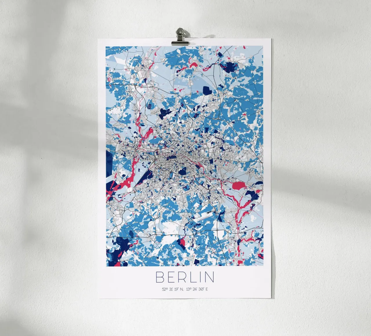 Design Poster Berlijn - Abstracte Stadsplattegrond poster van CityMapPoster