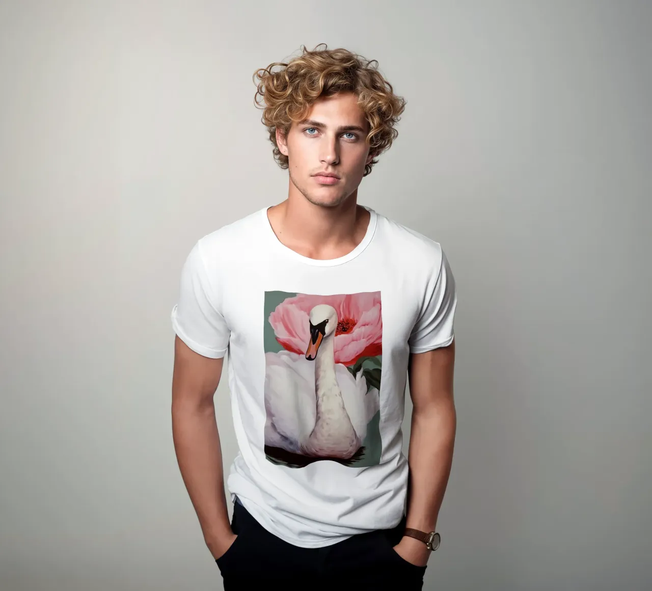 Swan And Flower t-shirt da treechild
