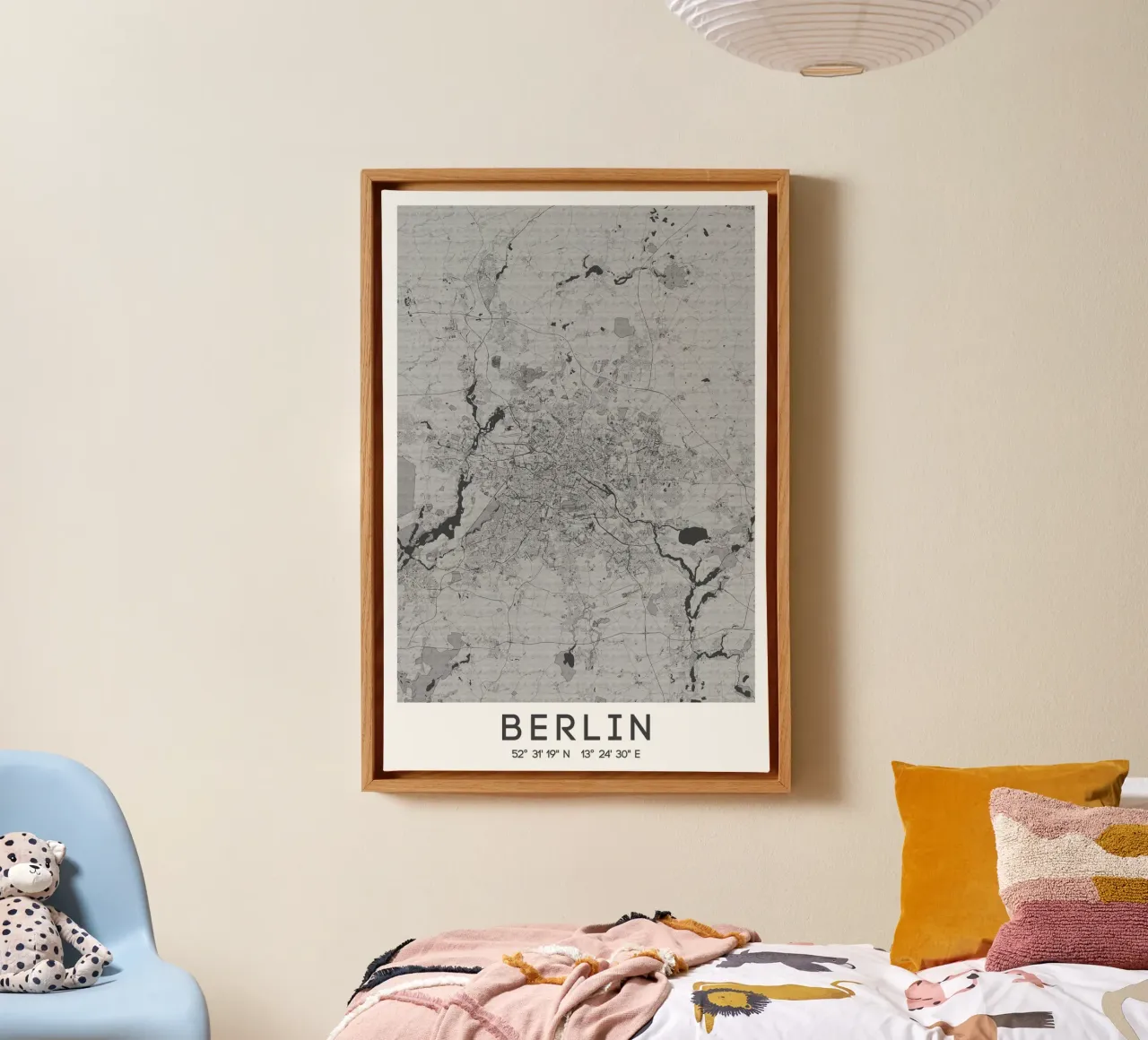 Kunstposter Berlijn - stadsplattegrond in modern ontwerp canvas met Baklijst van CityMapPoster