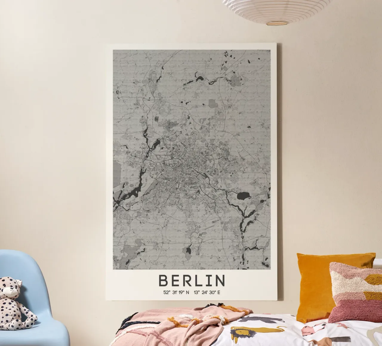 Kunstposter Berlijn - stadsplattegrond in modern ontwerp canvas met Baklijst van CityMapPoster