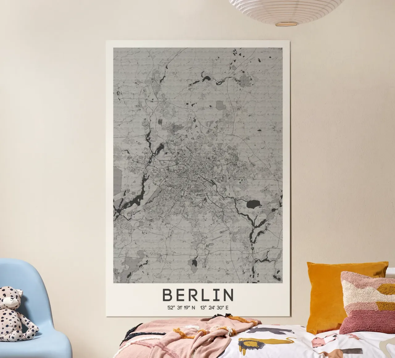 Poster artistico di Berlino - Mappa della città dal design moderno poster con telaio in legno da CityMapPoster