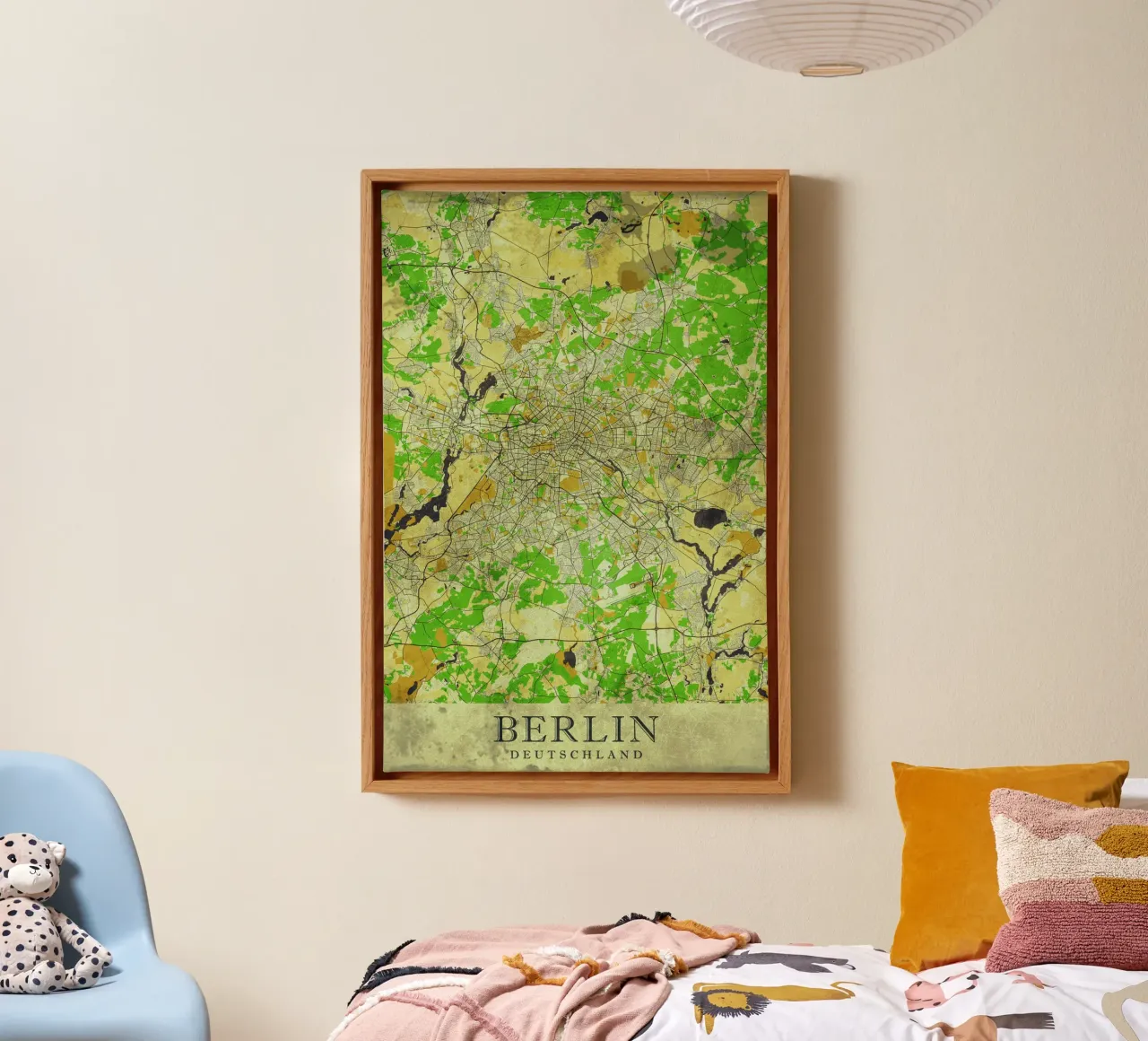 Moderne stadsplattegrond van Berlijn - Minimalistisch ontwerp canvas met Baklijst van CityMapPoster